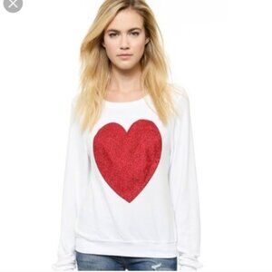 Wildfox Heart Struck Jella Sweater Small. Red and White